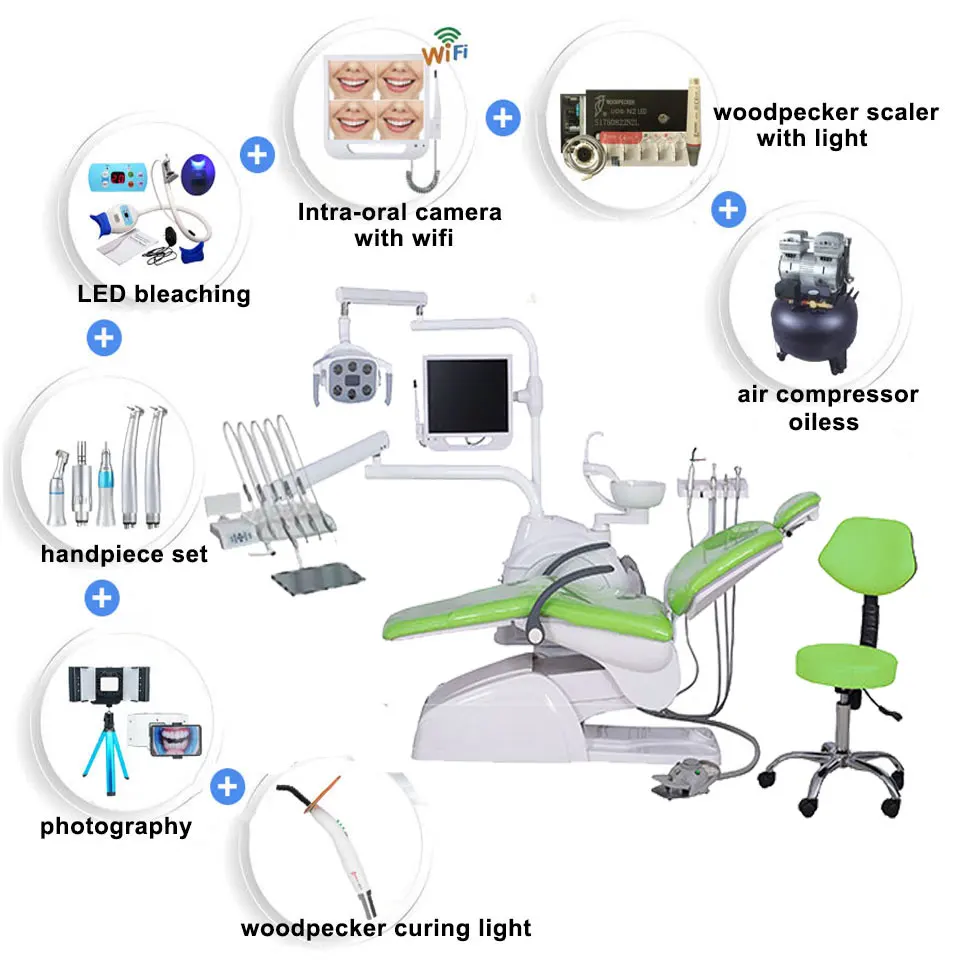 Medical Equipment Luxury Portable Dental Unit Chair Fauteuil Dentaire C33 With woodpecker Dental Ultrasonic Scaler 6