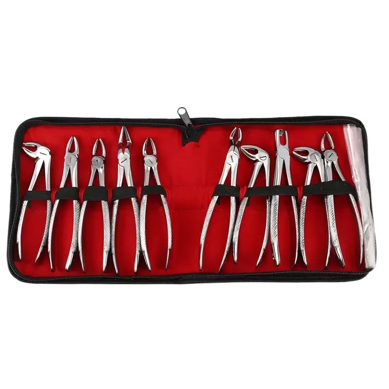 High quality dental adult extraction forceps stainless steel 10 pieces full set 2